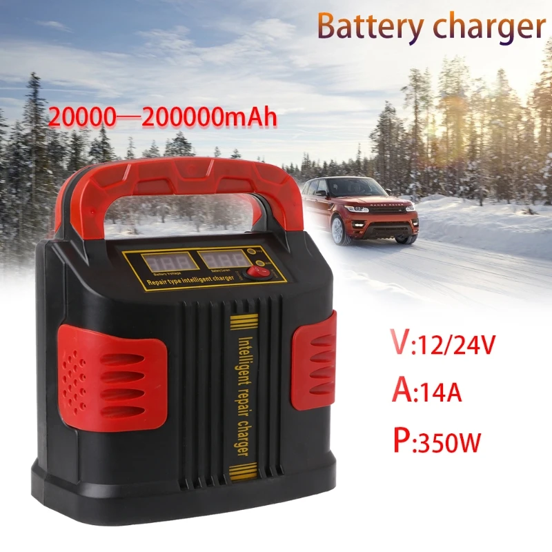 350W 14A AUTO Adjust LCD Battery 12V-24V Car Jump Starter Portable