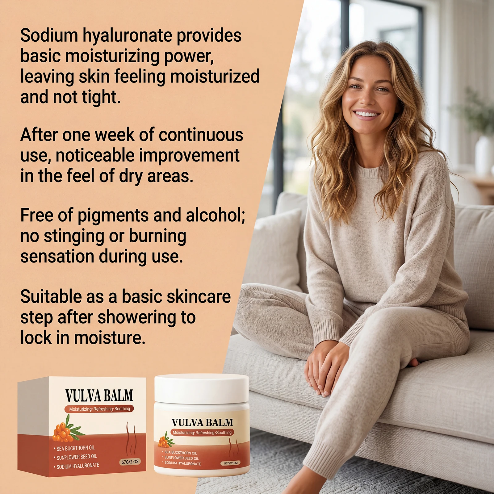 Women's Intimate Care Ointment with Sodium Hyaluronate, Lightweight & Hydrating, Daily Comfort Care for Post-Shower Use