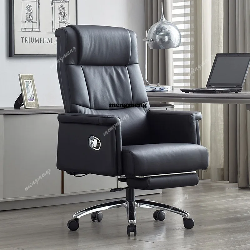 

Leather boss chair office can lie down and take a nap, home light luxury high-end sense business comfort sitting computer chair