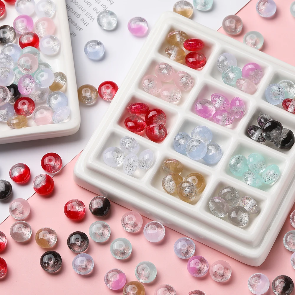 

10pcs 6*10mm Resin Colored Abacus Shaped Beads Loose Spacer Beads for Jewelry Making DIY Bracelet Necklace Charms Accessories