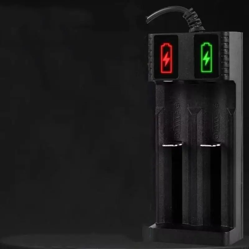 E1PF 1/2 Slot Charging Adapter Rechargeable Battery for 18650 3.7V Battery USB Fast Charging