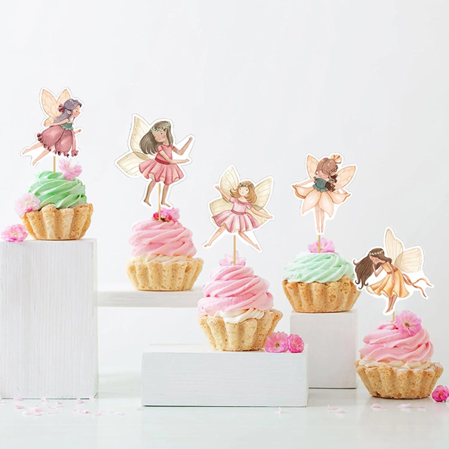Feen-Cupcake-Topper für Geburtstagsfeiern, Feen-Partyzubehör, perfekt für die Babyparty „Woodland Garden Fairy First Birthday Party“. – Detail 7