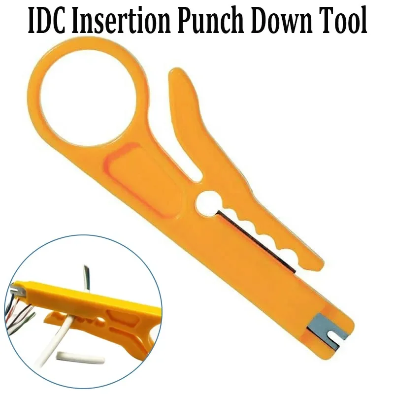 IDC Insertion Punch Down Tool for Stripping Jacket Wire Insertion 9cm Length Yellow Handle Suitable for Networks