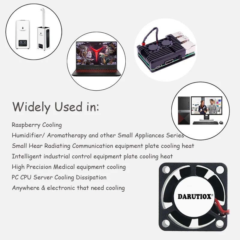 Darutiox DC 5V 12V 24V 25x25x10MM Ventola di raffreddamento della scheda grafica 2510 25MM Manica/Doppia sfera Brushless Parte stampante 3D Radiatore