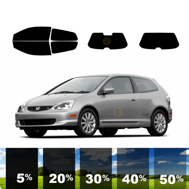 

precut Removable Window Tint Film For Car 100% UVR 5%-70%VLT Heat Insulation Carbon ﻿For HONDA CIVIC 2 DR HATCH 2002-2005