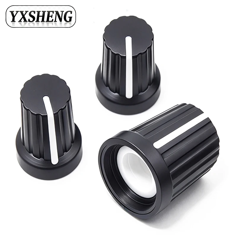 (10~100PCS) Hot Sale WH148 Potentiometer White Knobs Caps 6mm Shaft Hole Dia Plastic Threaded Knurled