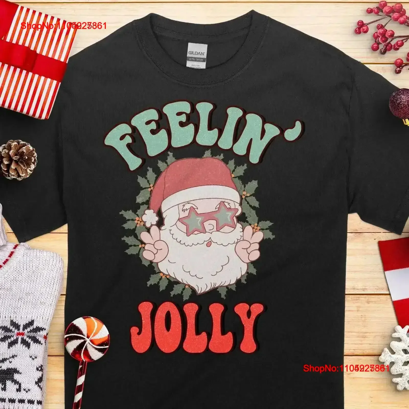 يشعر جولي المتعثرة الرجعية خمر طباعة تي شيرت الشتاء العجائب سر سانتا عيد الميلاد عطلة الحاضر غسلها خمر #1