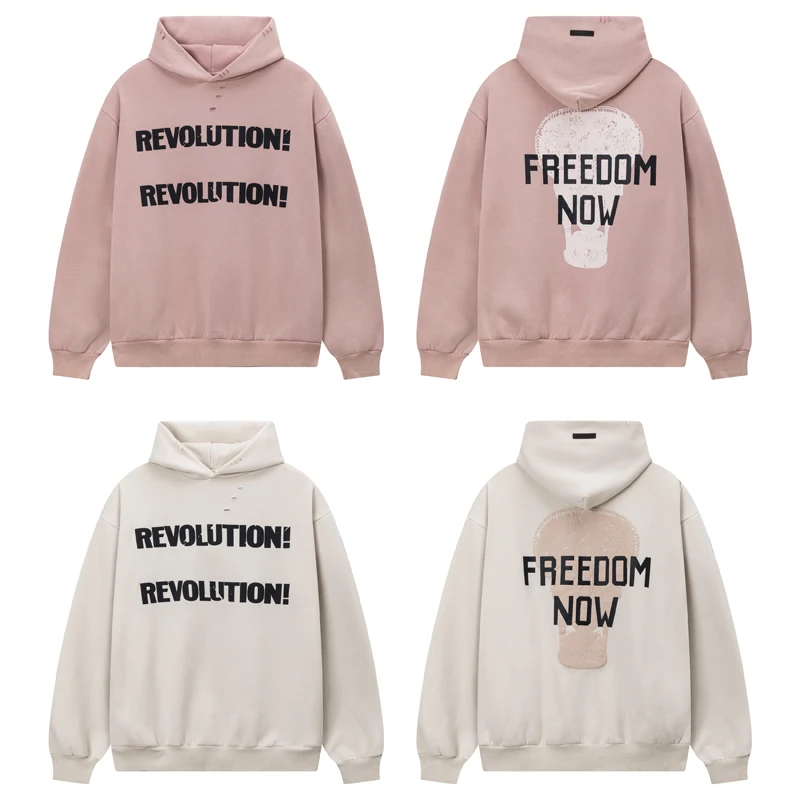 

Trendy Fce Lined Hoodie ential Brand Street Sle Long Sve Loose Fit Autumn Winter ex T-irt with FOG Letter Print