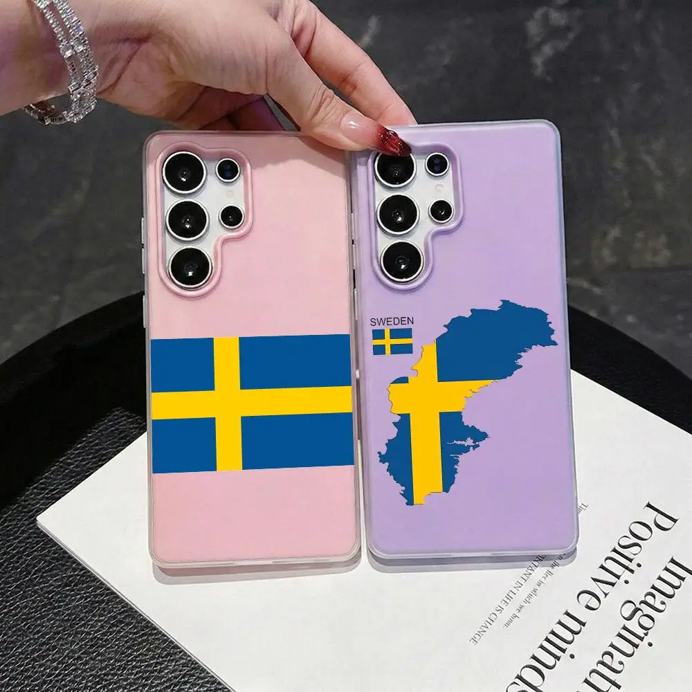 Flag of Sweden Phone Case 2-in-1 Detachable Clear Case for Samsung S26-S22 Multi-Color Card Holder Soft TPU