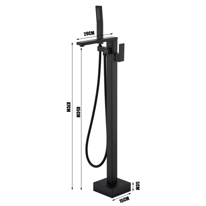 2025 New Square Floor Standing Bathtub Faucet,High Flow Waterfall Faucet with Brass Material Hot & Cold Mixer Tap Fast Delivery