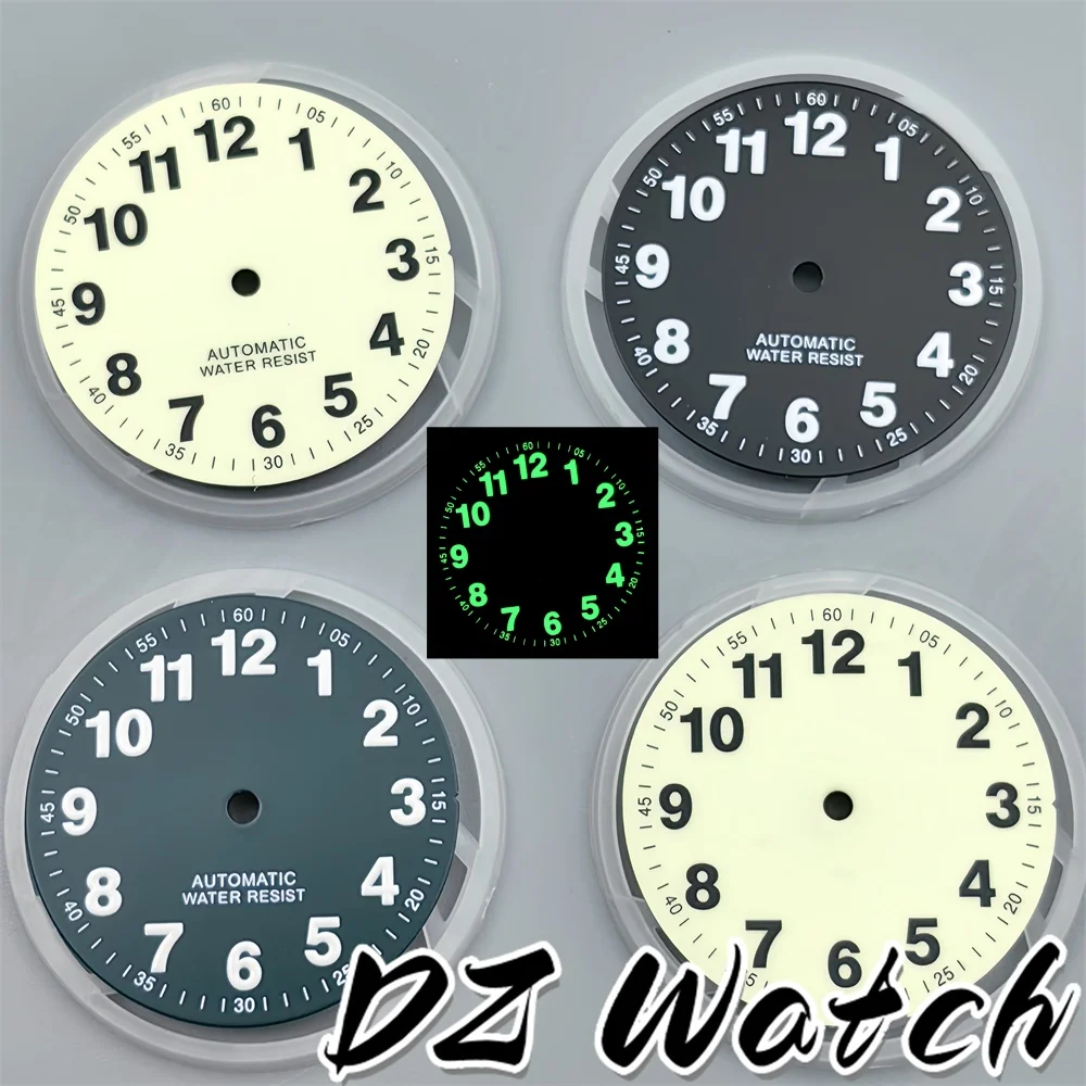 DZ New 29mm Full Green Luminous Twelve-Digit Pilot Cream Dial And Hands Suitable For NH35/36 ETA PT5000 Miyota8215 Movemen