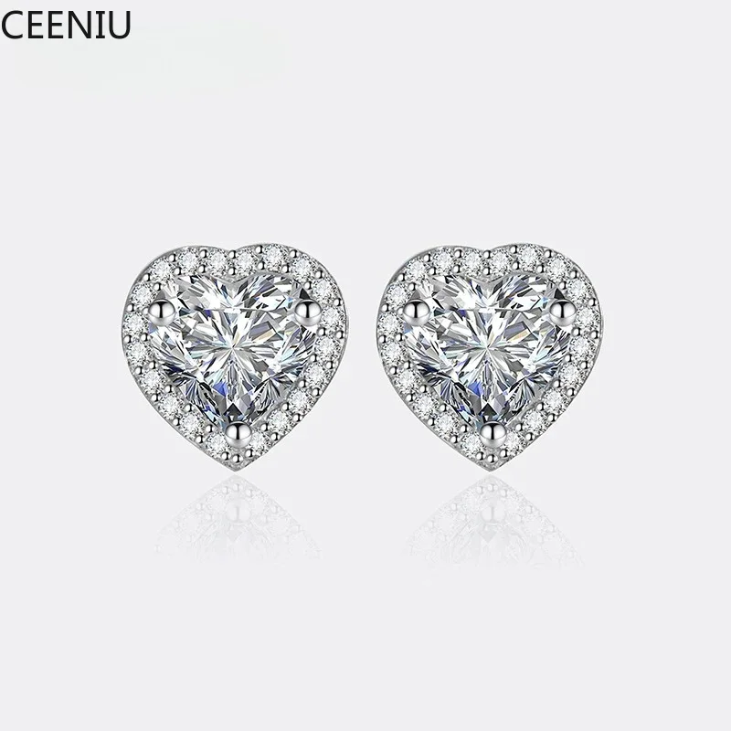 0.5CT-2CT Heart-Shaped Cut Moissanite Earrings For Women S925 Pure Silver Simulated Diamond Earrings Fashion Jewelry