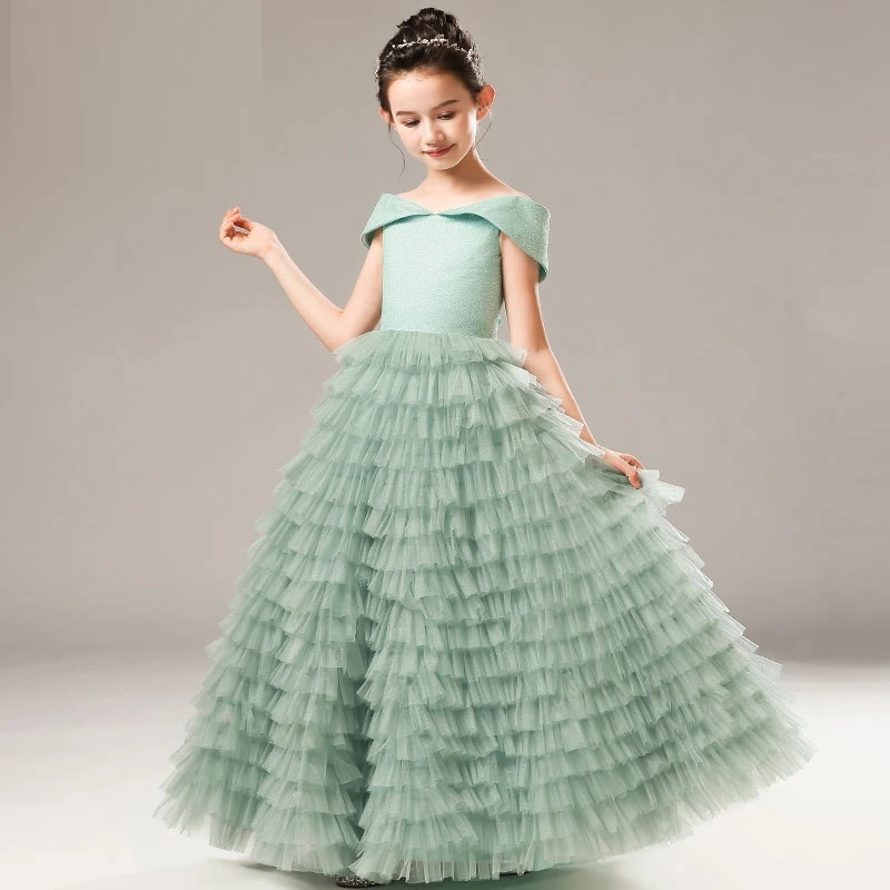 Noble Host Piano Performance Large Child Cake Flower Girl Dress Birthday Princess 2023 New