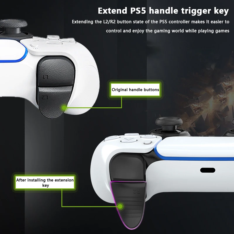 L2 R2 Anti-slip Trigger Extender Lengthened, Analog Extender Button Kit For PS5 Controller Games & Accessories Drop Ship