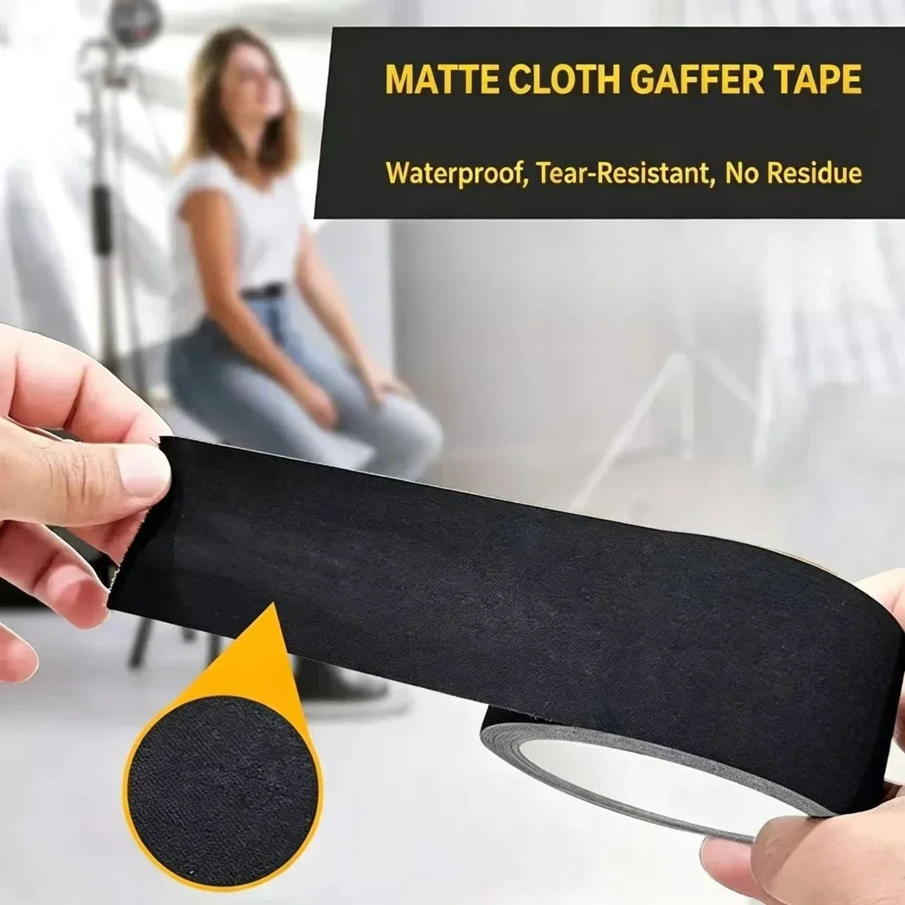 Graffer Tape，Matte Cloth Duct Tape, Heavy Duty Waterproof No Residue, Multi-Purpose for,Floor Marking, Bundling & Repair
