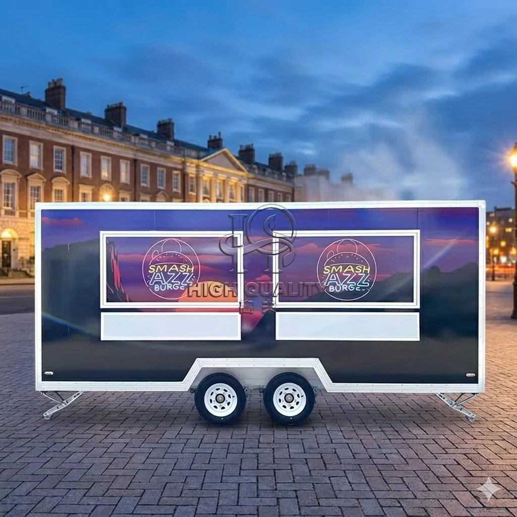 Food Truck Outdoor Furniture Mobile With Kitchen Foodtrucks Fully Equipped Outdoor Sale Square Food Trailer