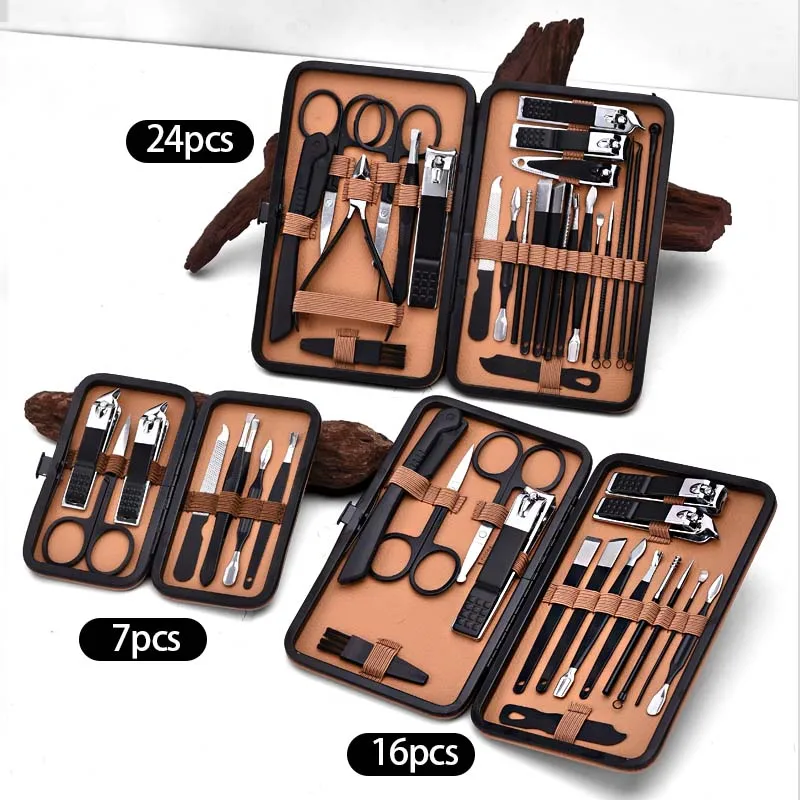 7-24 stücke Maniküre Werkzeug Set Edelstahl Häutchen Zange Cutter Kit Professionelle Nagel Clippers Pediküre Nail art Pflege Werkzeuge – Detail 2