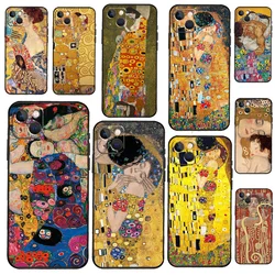 The Kiss Gustav Klimt Painting Case For iPhone 13 12 Mini X XR XS Max Cover For iPhone 11 14 15 16 Pro Max Plus SE2