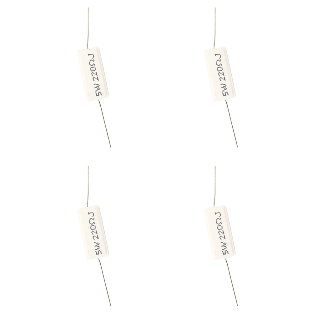 Solid 40 Pcs Axial Lead  Cement Power Resistor 220 Ohm 5W