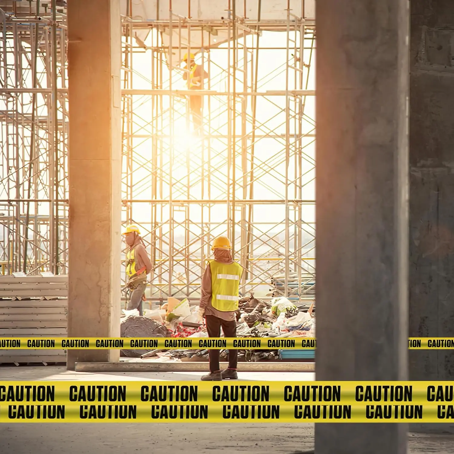 شريط تحذير أصفر ممتاز Harzard مع نص أصفر ساطع وأسود جريء I 2 بوصة عريض لأقصى قدرة قراءة