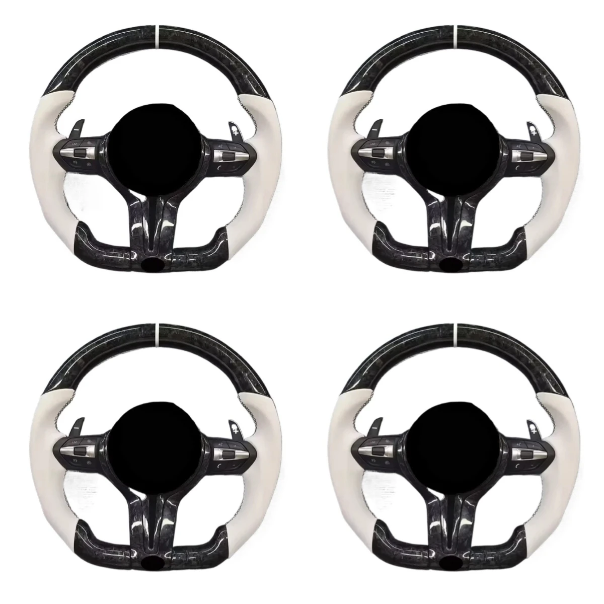 White Leather Forged Carbon Fiber M Sport Steering Wheel for F10 F20 F21 F30 F36 M2 F87 M3 F80 M4 F82 F85 E70 E90 E91 E92