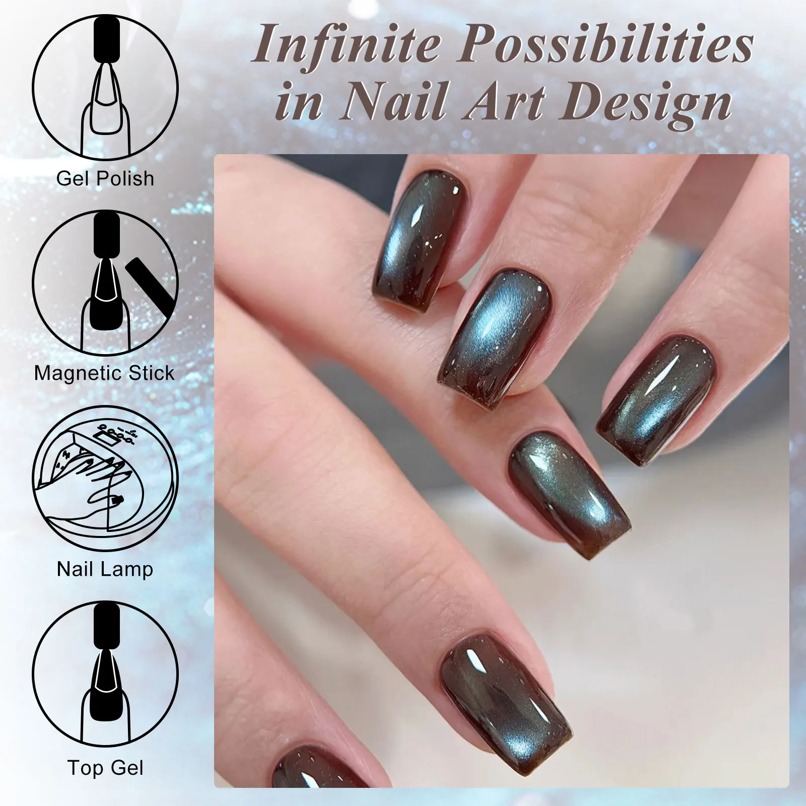 2PCS/SET MTSSII Aquamarine Cat Eye Nail Magnetic Gel Polish Cat Eye Effect Varnish For Home DIY For Spring-With Magnetic Stick