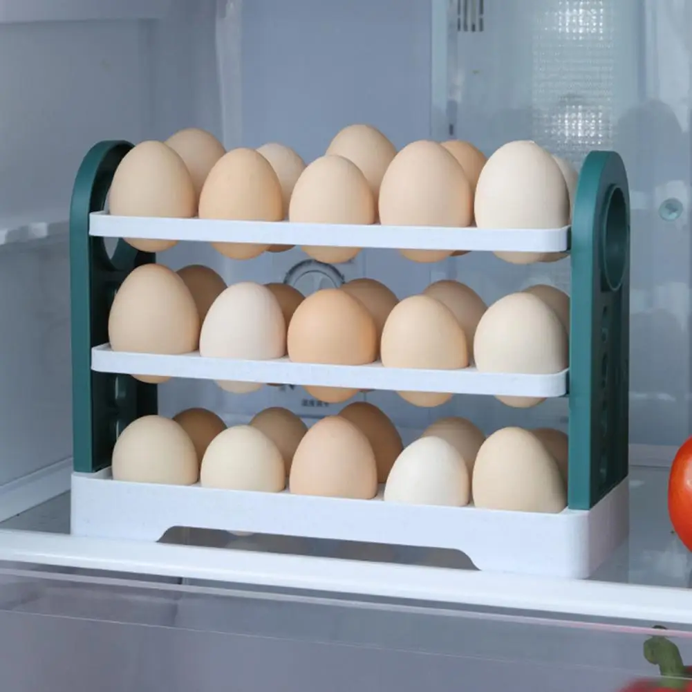 Durable Thickened Flip-up Design 3 Layer Vertical Refrigerator Egg Container Kitchen Accessories Egg Holder Egg Container