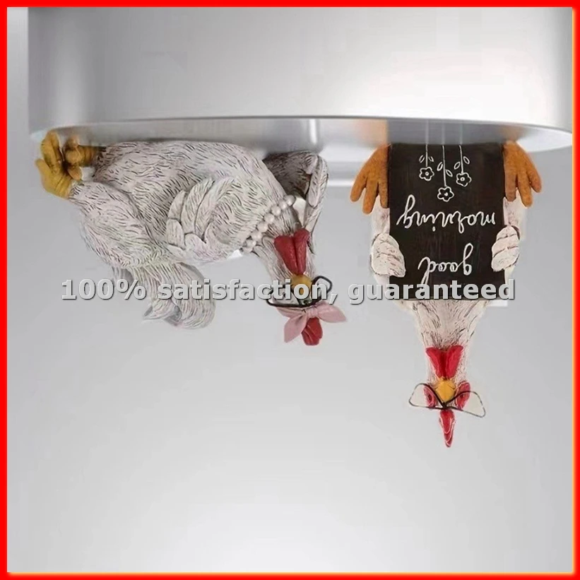 Lustige Hahn- und Hühner-Resinfiguren für Schreibtisch und Zuhause, Niedliche Hahn- und Hühnerfiguren als Ornament, Gartendekoration, Geschenke A-ABAM