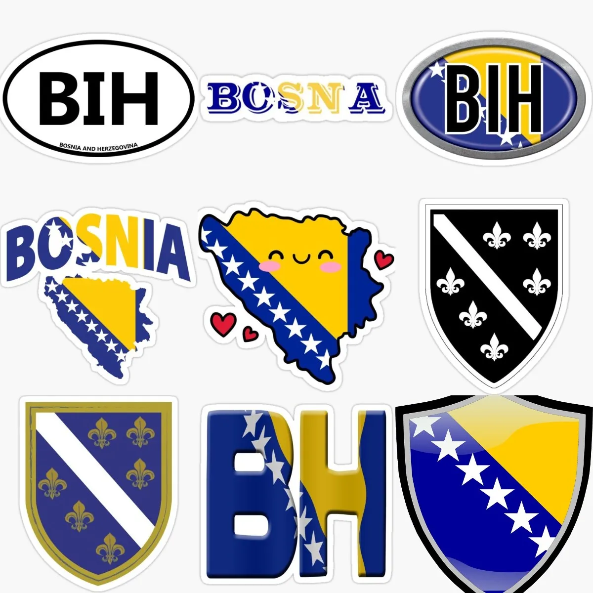 BIH Bosnia and Herzegovina flag map creative PVC Accessories Stickers for Decorate car suv window off-road helmet bumper