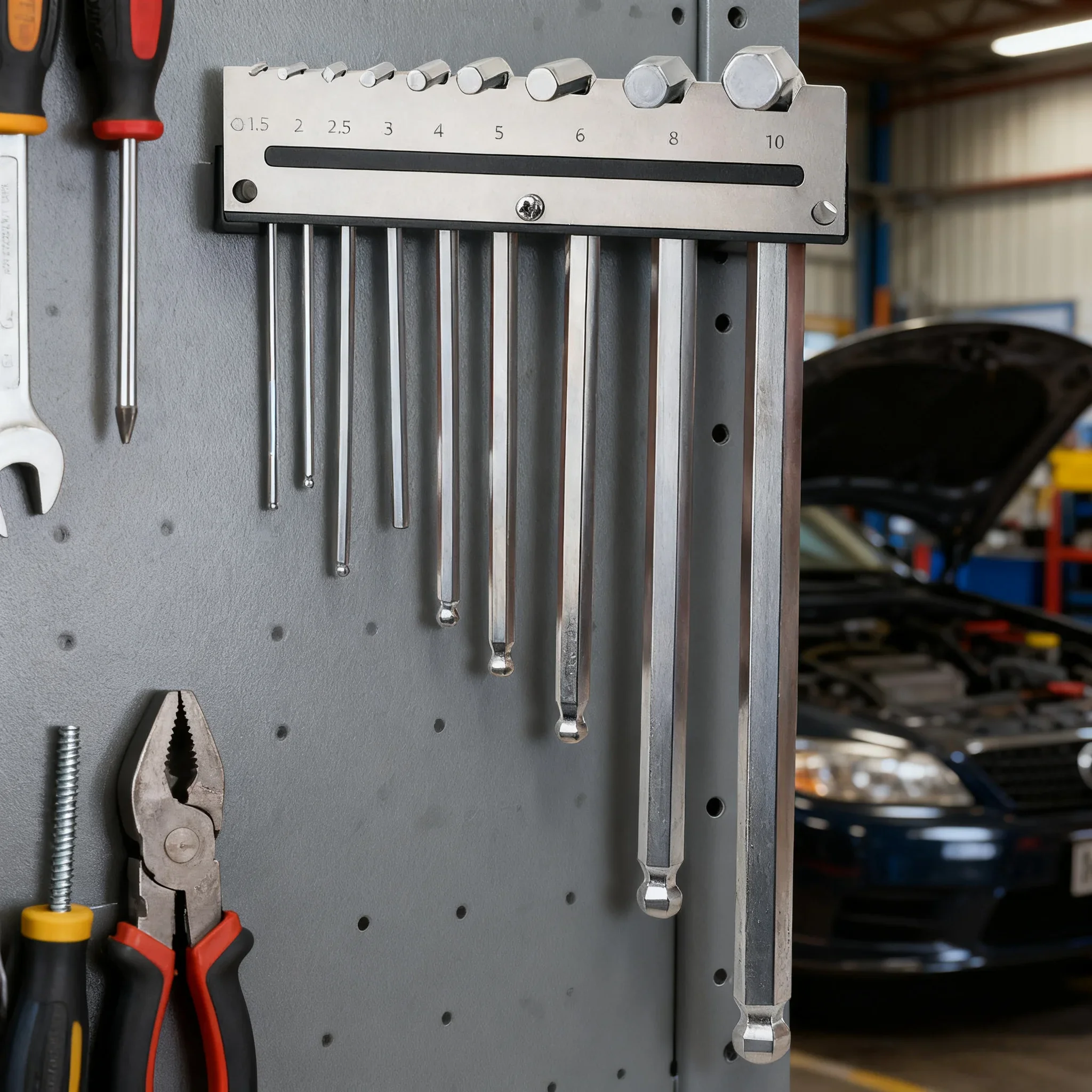 

Hexagonal Wrench Holder, Wall Mounted Bracket Metal Square Hole, Tool Storage Rack, Hanging Woodworking Tools