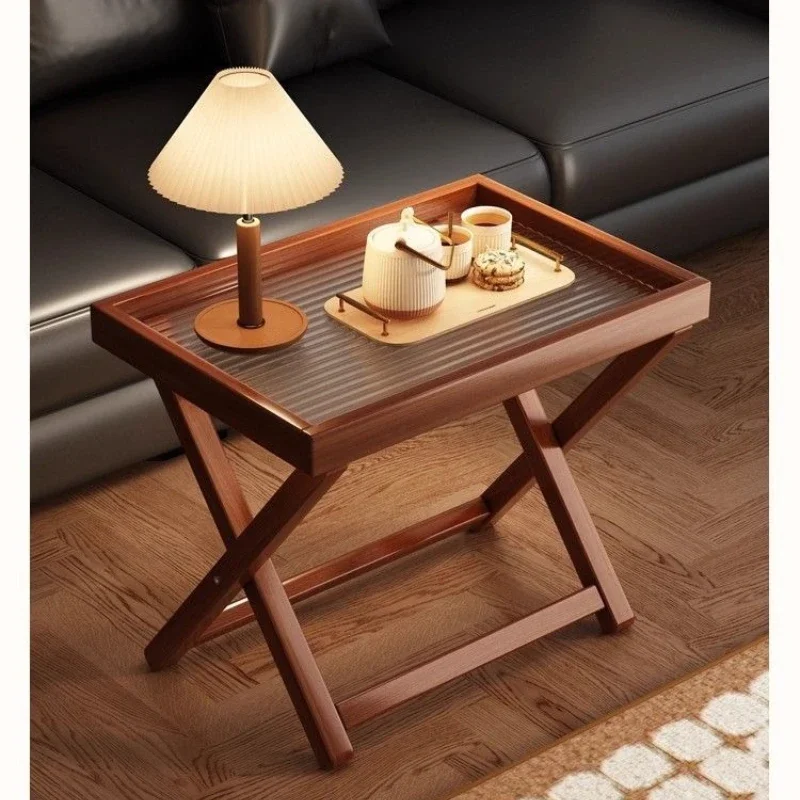Multi-functional Folding table portable living room sofa side table medieval storage small coffee table