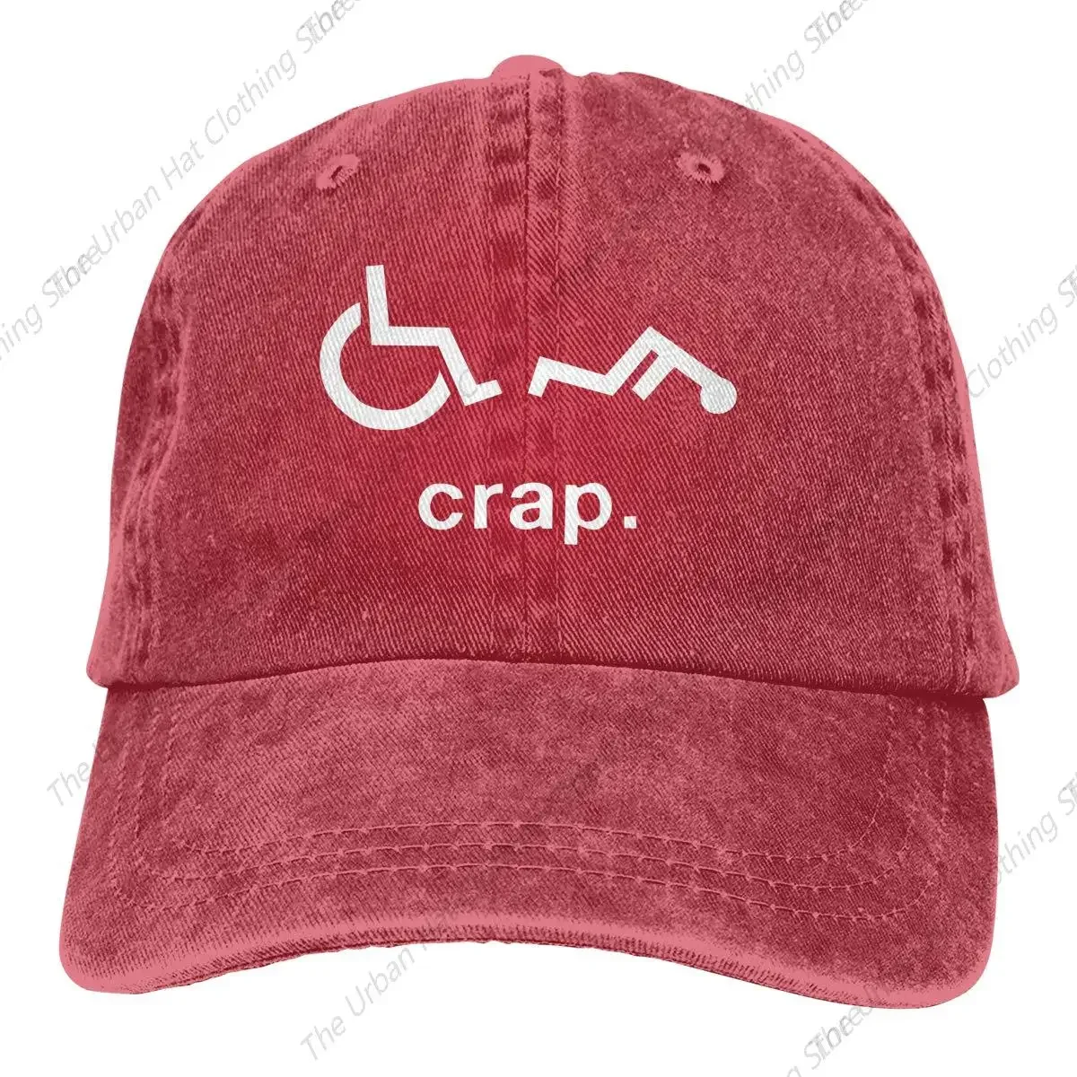 Wash Cap Funny Wheelchair Baseball Dad Cap Adjustable Classic Sports for Men Women Hat, Red, One Size