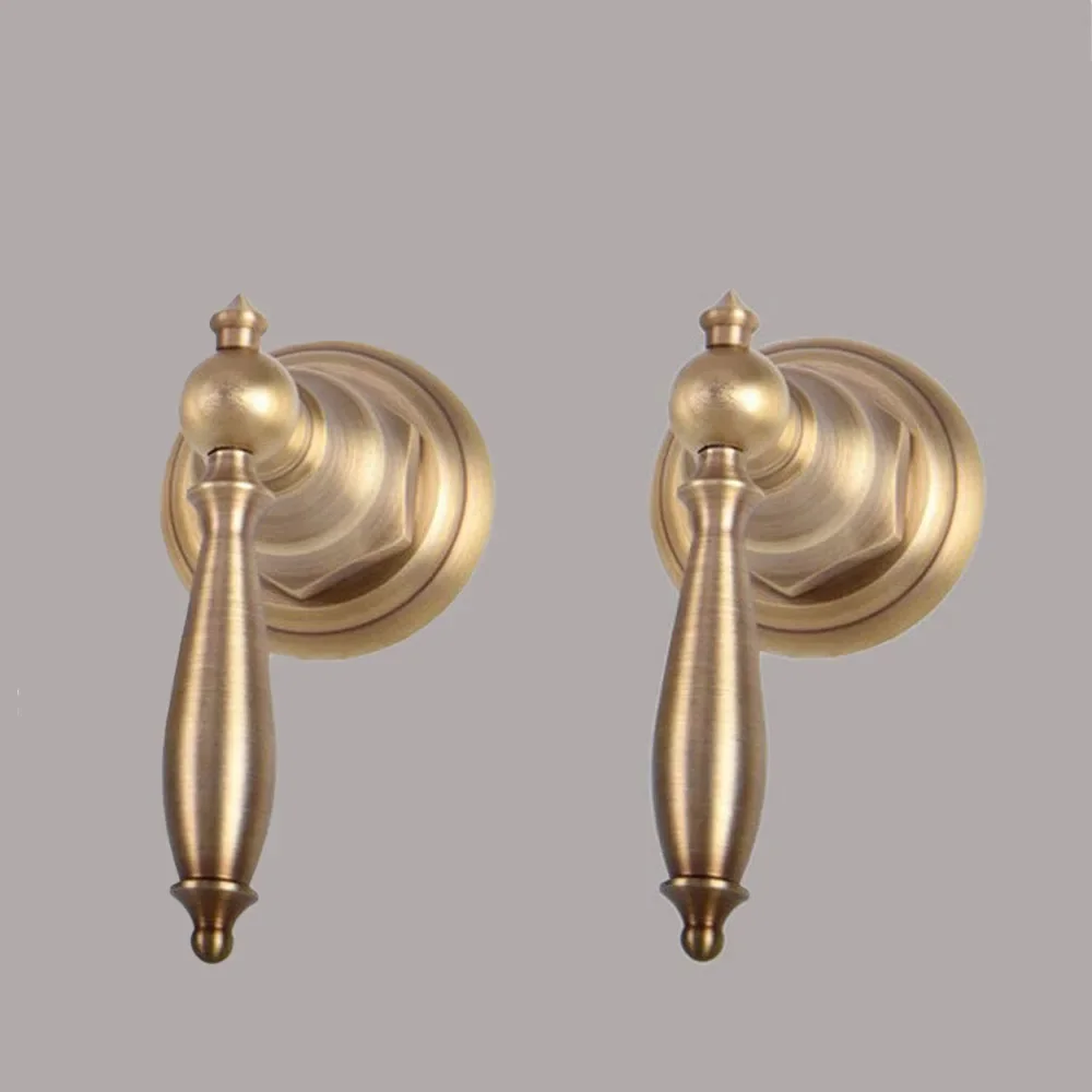 Antique Brass Wall Mounted Deck Mounted Single Handle Faucet Control Valve Stopcock Tap G1/2 Male x G1/2 Male Thread mzh394