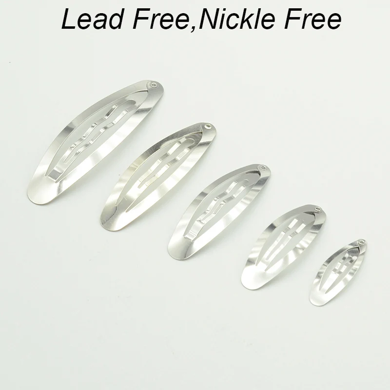 30-100PCS 3cm 4cm 5cm 6cm 7cm 8cm Silver Oval Metal  Snap Hair Clips Plain Hairpins For Handmade Hair Accessories