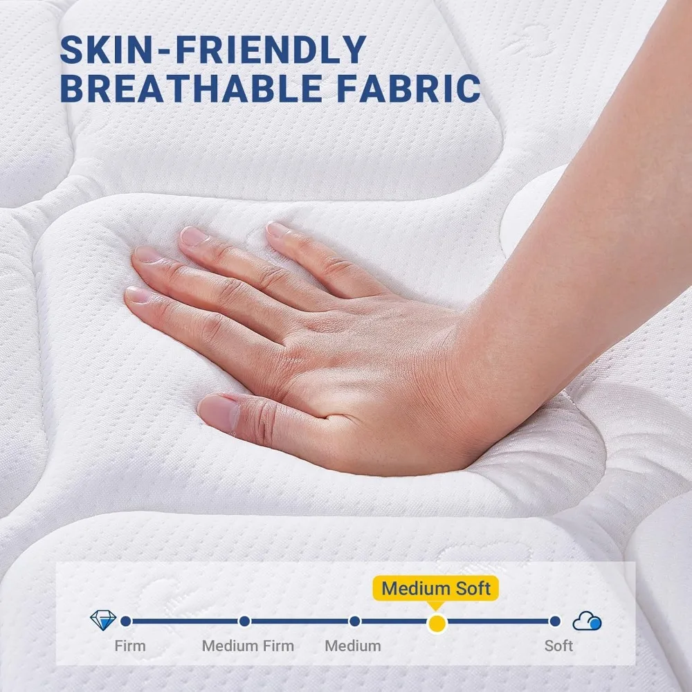 مرتبة بحجم كوين، مراتب كوين مقاس 12 بوصة في صندوق، مراتب زنبركية هجينة مع رغوة مريحة وملفات جيب لـ P