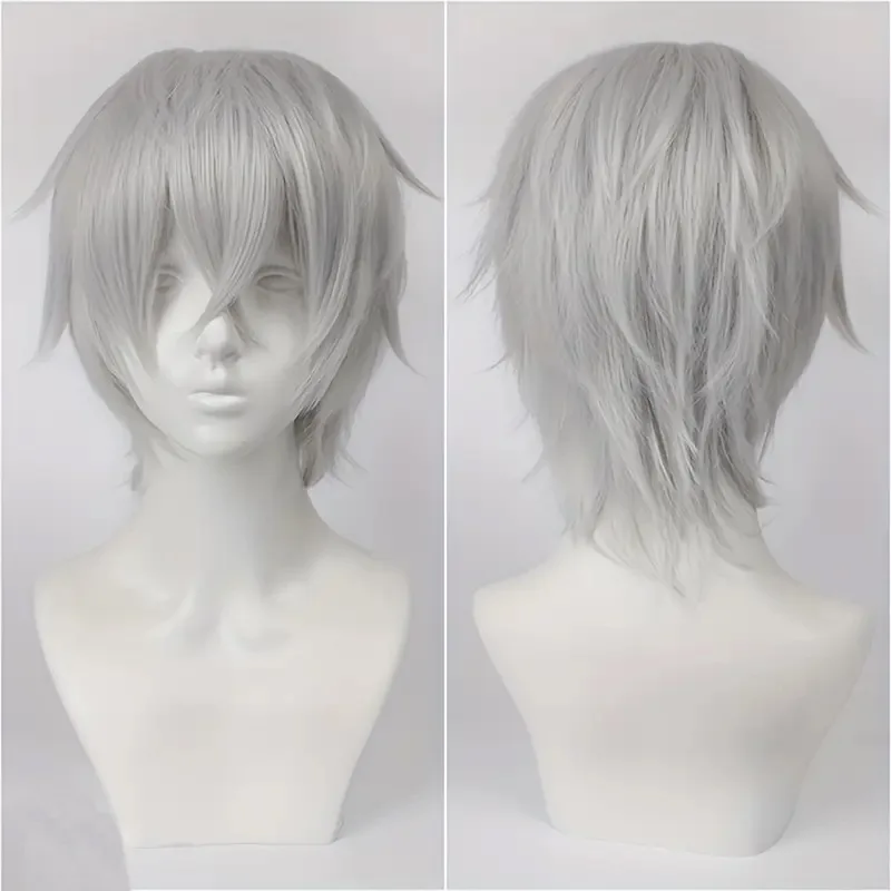 Short Cosplay Synthetic Wig With Bangs, 10-inch For Both Men And Women Daily Handcrafted Animation Game Halloween Costume Party