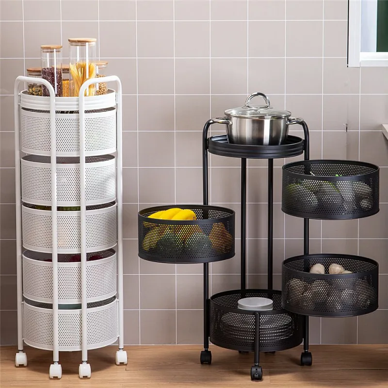 Kitchen Storage Kitchen Shelves Fruit Storage Rotating Storage Rack Storage Trolley For Kitchen Organizer Fruit Storage Rack