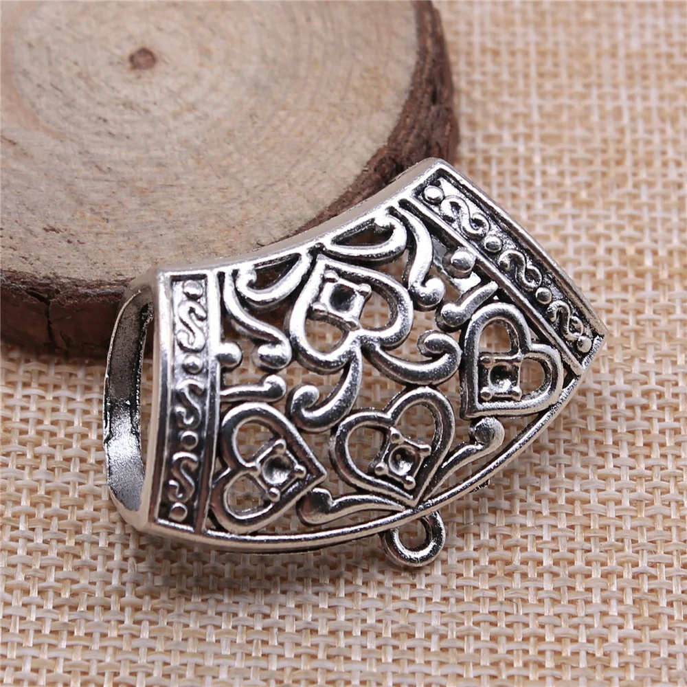 

WYSIWYG 2pcs 43x32mm Bail Beads Scarf Buckle Antique Silver Color For DIY Jewelry Making Jewelry Findings Jewelry Accessories
