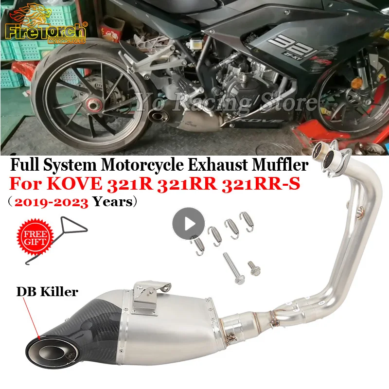 

For KOVE 321R 321RR 321RR-S 321 RR 2019-2023 Full System Motorcycle Exhaust Escape Modify Muffler Moto Front Link Pipe DB Killer