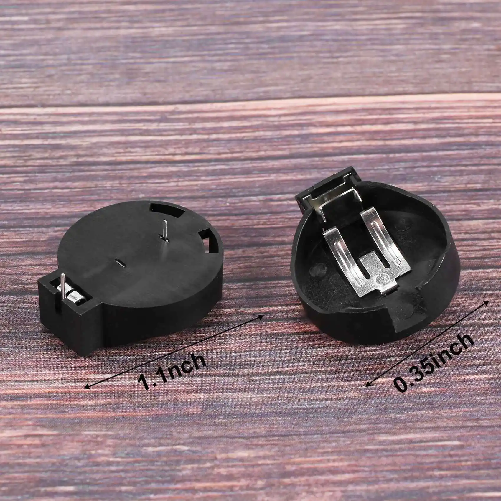 2 Pcs CR2450 Coin Cell Button Battery Socket Holder Case 2 Pins Black