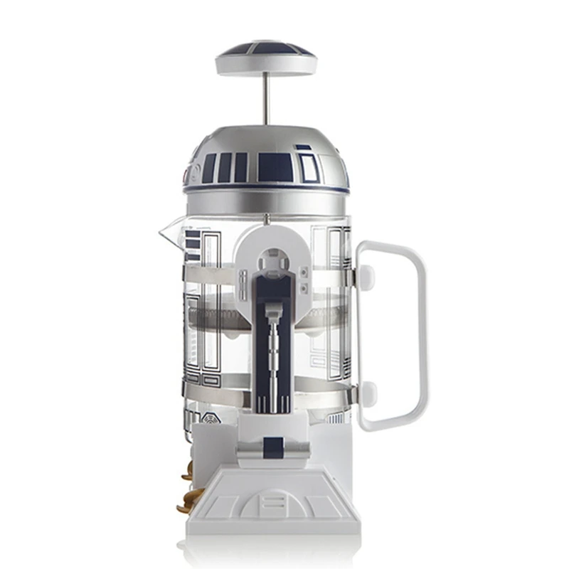 Máquina de café de manivela Moka Robot Star Máquina de cafetera de prensa francesa, 24 cm de alto