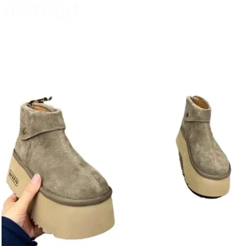 Platform Women Snow Ankle Boots Flats Suede Casual Sneakers Woman Trend Fashion Sport Shoes New Cozy Mujer Snow Chelsea Botas