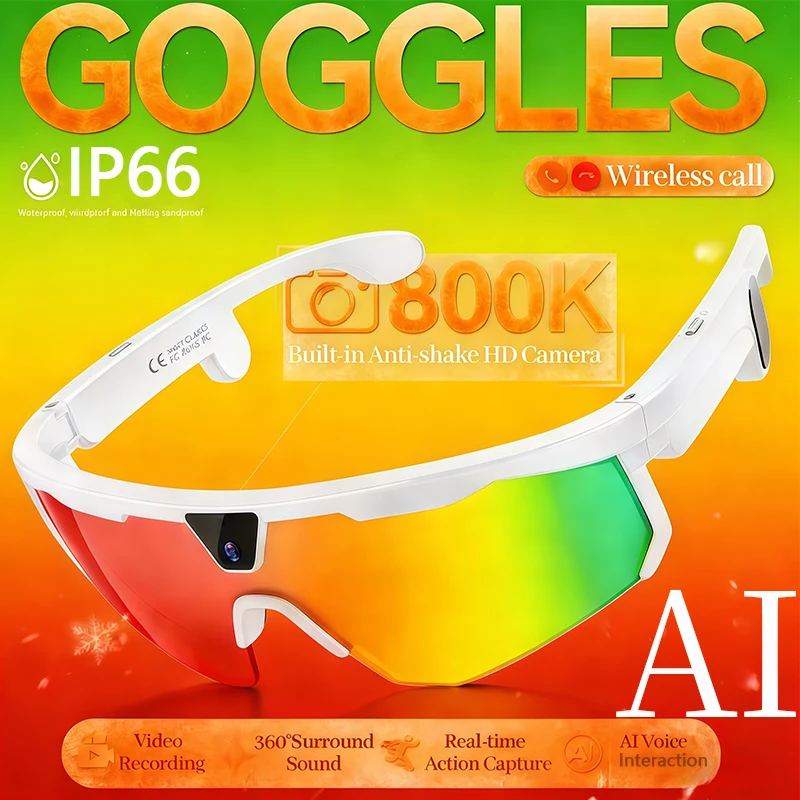 

Умные велосипедные очки с ИИ, 8-мегапиксельной камерой, записью видео 1200P, переводом в реальном времени, звонками по Bluetooth, ChatGPT, аккумулятором 290 мАч, спортивные очки для мужчин и женщин