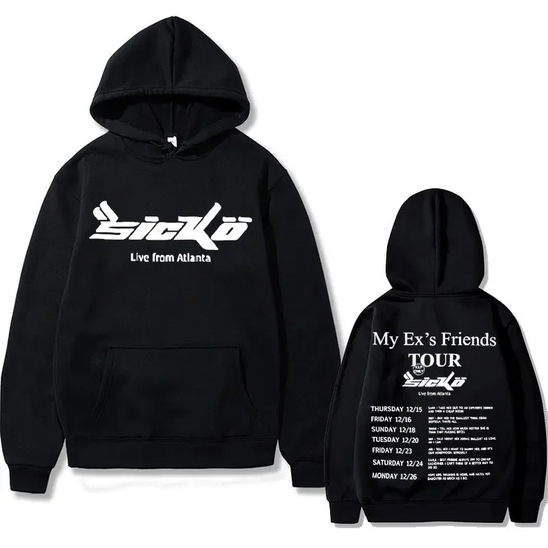 

Sicko Born From Pain My Ex's Friends Tour Double Sided Print Hoodie Men Women Clothes Oversized Sweatshirt Men's Hip Hop Hoodies