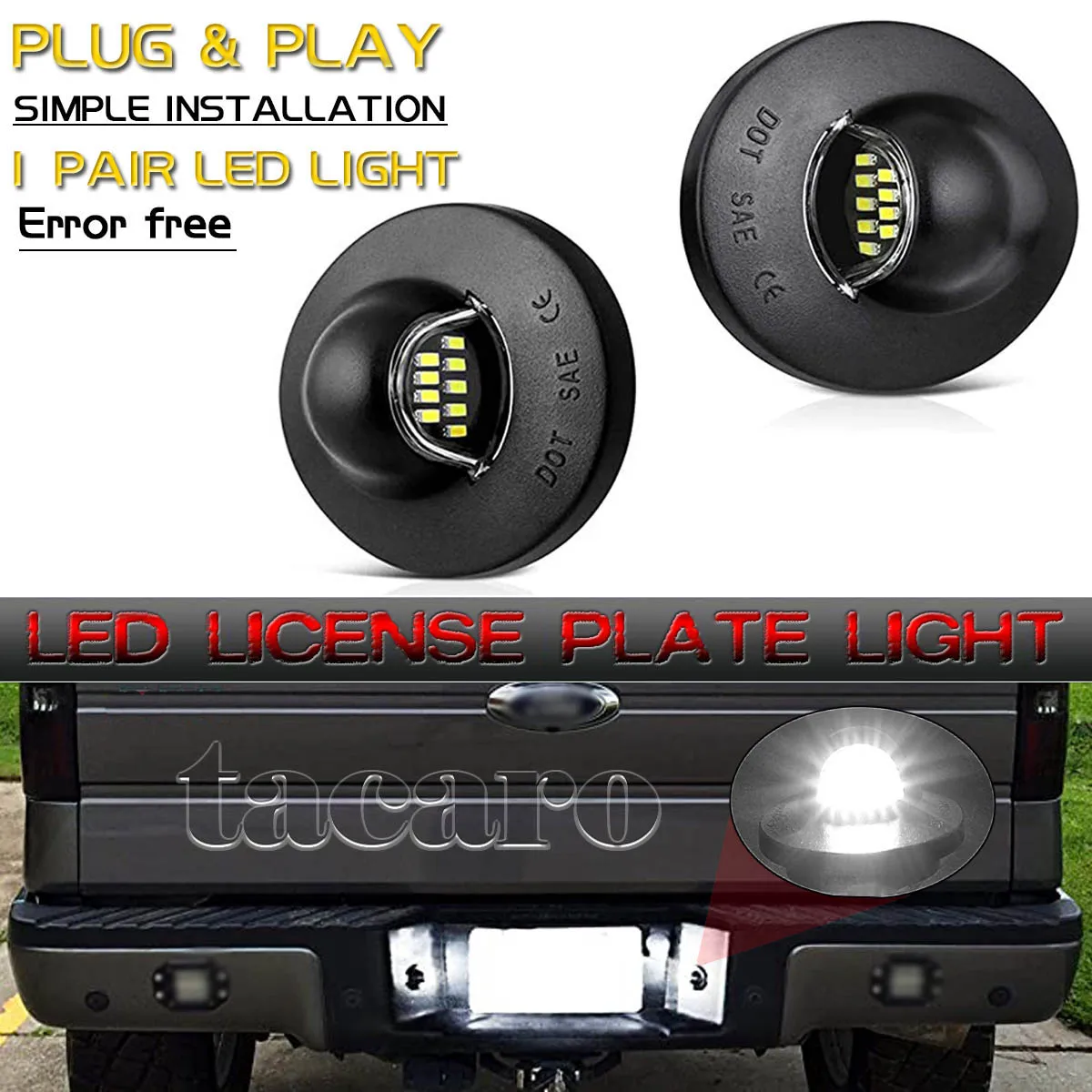 

Pair LED License Plate Light Rear Bumper Tag Bulb Lamp for Ford F150 F250 F350