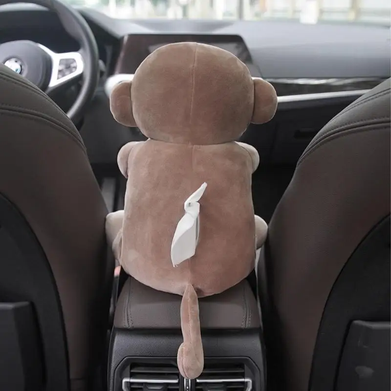 Plush Car Tissue Box Plush Doll Armrest Paper Container Tissue Holder For Car Home Bathroom Decor Accessories