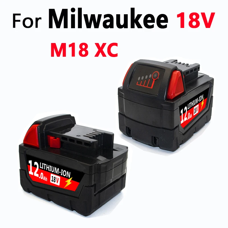 

For Rechargeable Batteries for Milwaukee M18B5 XC Lithium ION Battery 18v 9.0/6.0/12.0Ah battery charger for Milwaukee M18 18V