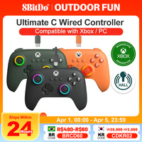 8BitDo Ultimate C Wired XBOX Controller Gamepads PC Xbox Series X S, Xbox One RGB Light Fire Ring Hall Effect Sticks for windows