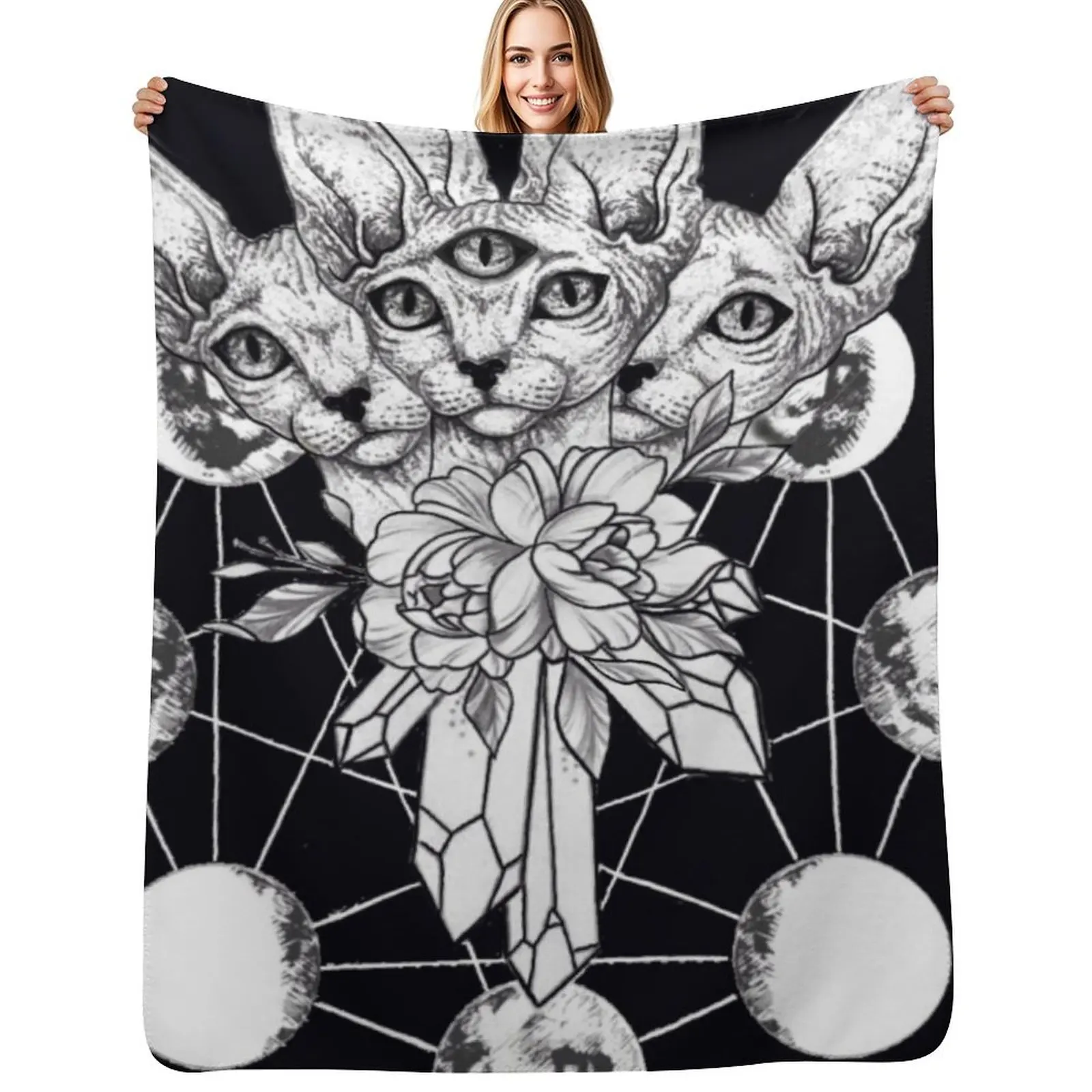 

Three Headed Crystal Cat Throw Blanket cosplay anime Tourist Baby halloween Blanket