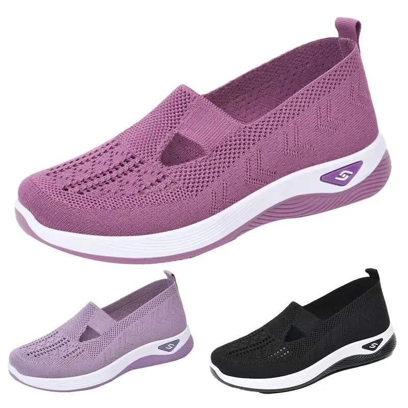 Large Women's Walking Shoes Lightweight Mesh Breathable Sneakers Fashion Casual Shoes Air Cushion Flat Shoes